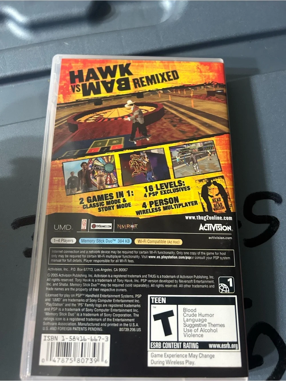 Sony PSP Tony Hawk's Underground 2 Remix Video Game - Orange Black White